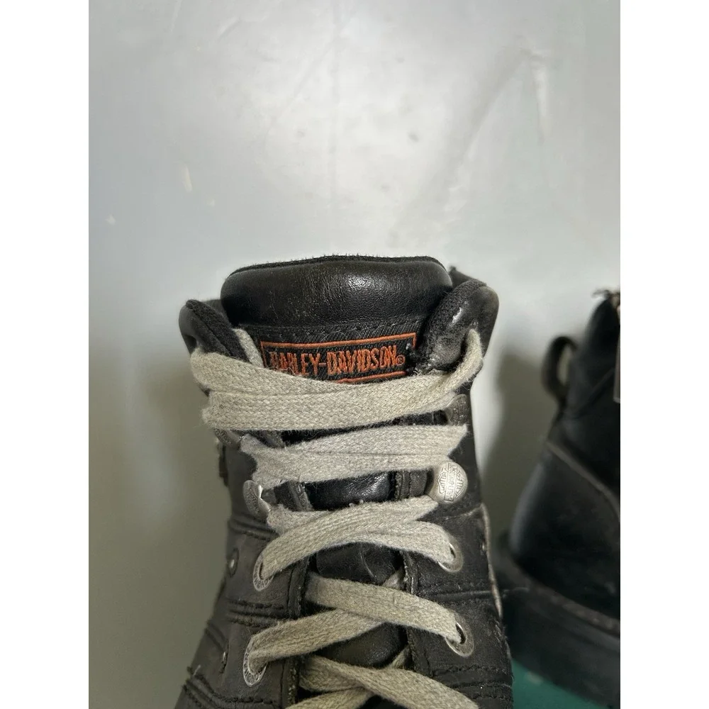 Vintage Harley-Davidson Men's Black Leather Steel Toe Motorcycle Boots Size 9